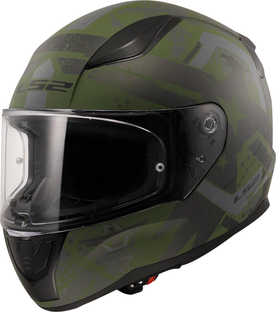 LS2, Integraler Motorradhelm RAPID II THUNDERBIRDS Military Green, XS von LS2