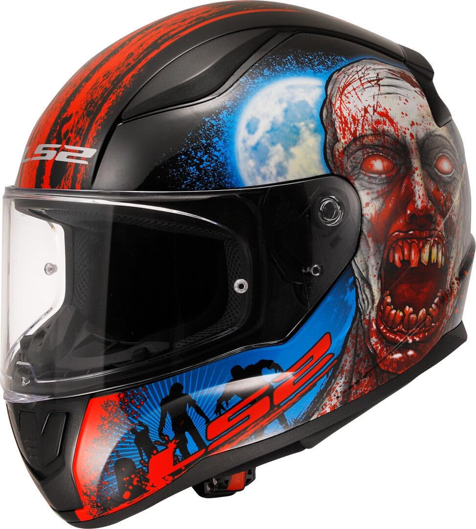 LS2, Integraler Motorradhelm RAPID II ZOMBIE Black Red, L von LS2