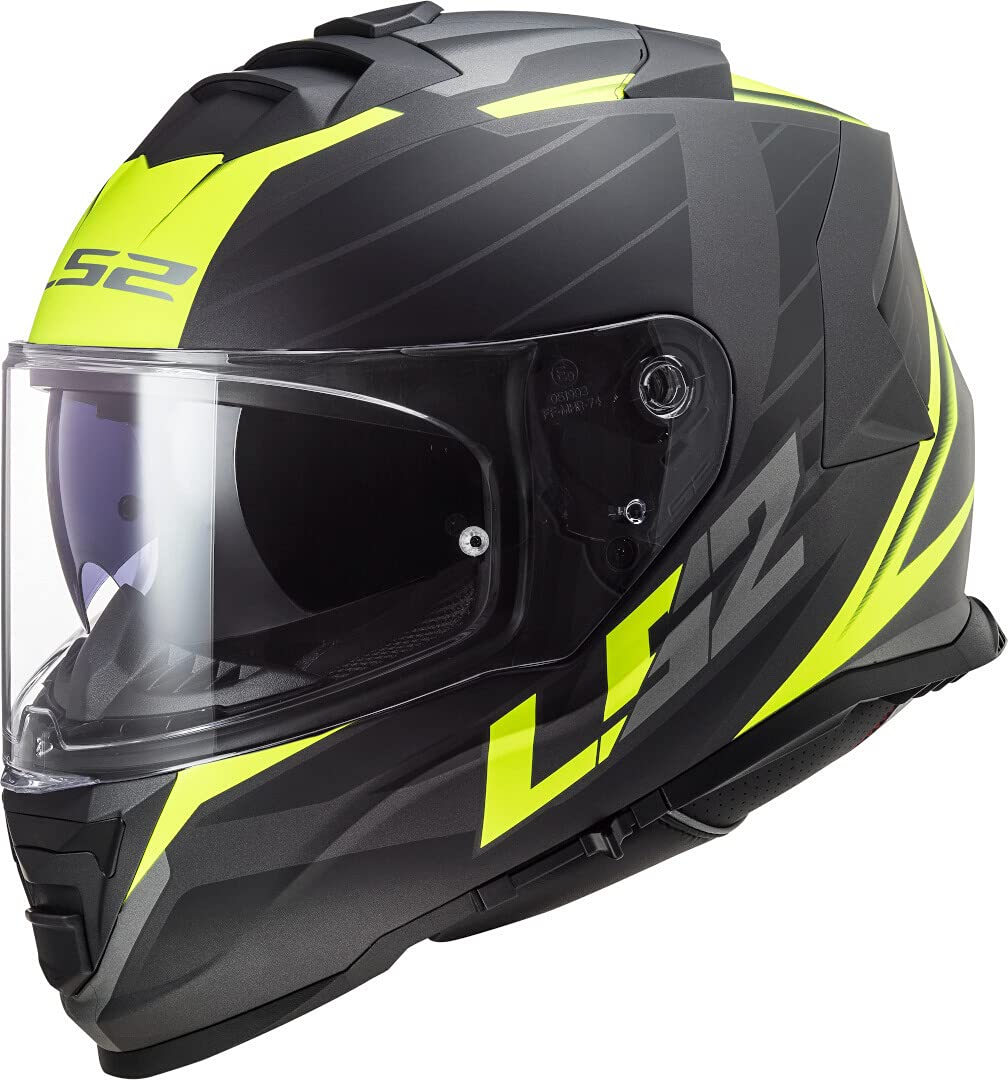 LS2, Integraler Motorradhelm STORM II NERVE Matt Black H-V Yellow, L von LS2