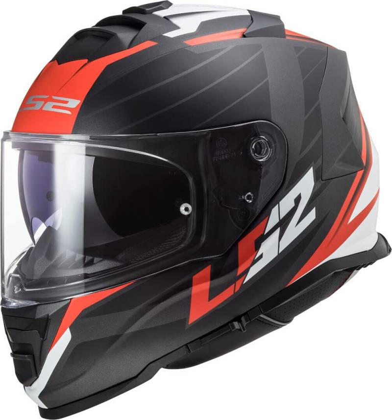 LS2, Integraler Motorradhelm STORM II NERVE Matt Black Red, XXL von LS2