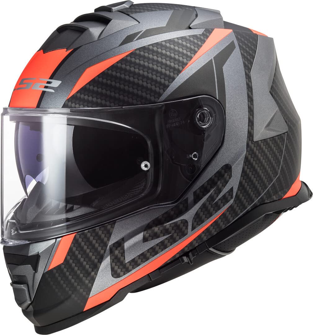 LS2, Integraler Motorradhelm STORM II RACER Matt Titanium Orange, M von LS2