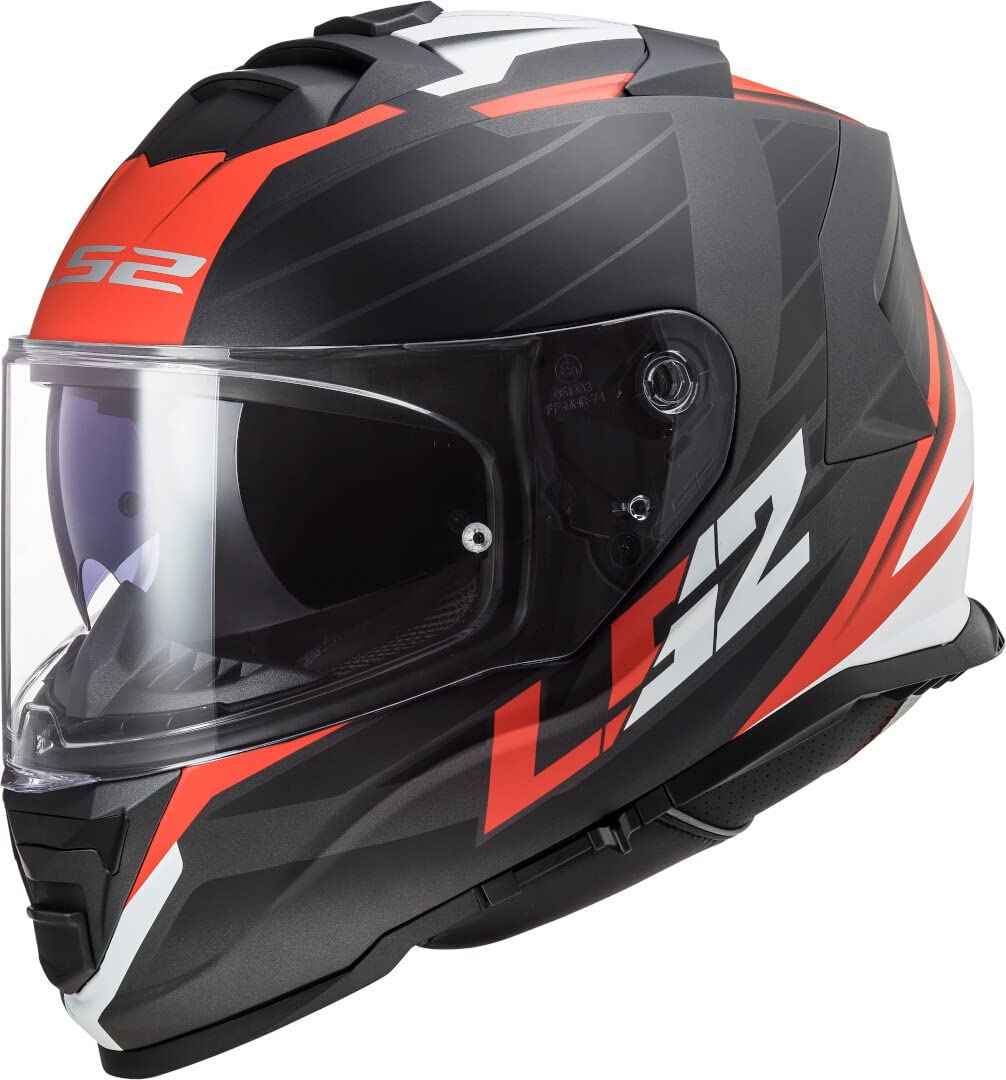 LS2, Integraler Motorradhelm STORM NERVE Matt Black Red, XXL von LS2