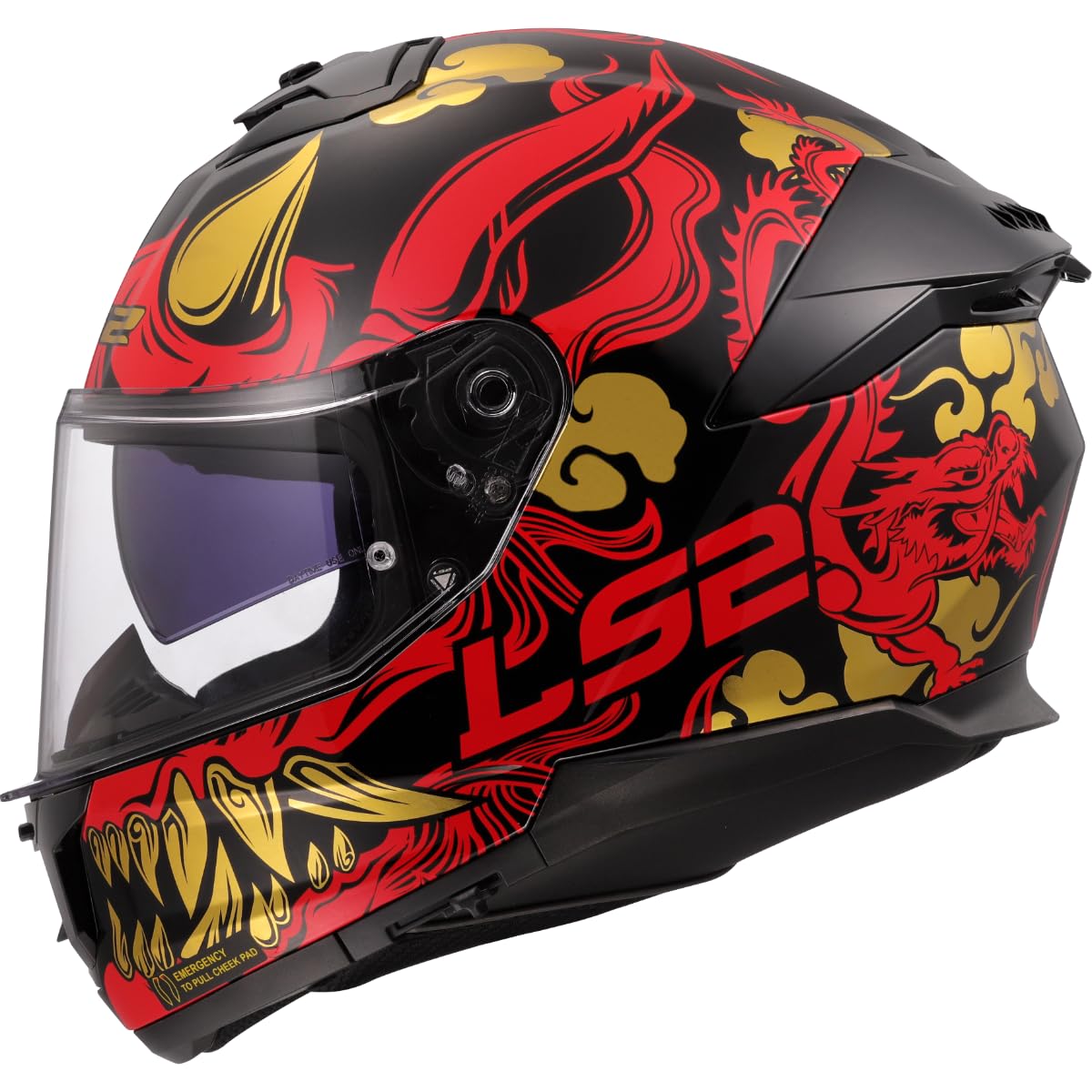 LS2, Integraler Motorradhelm STREAM II DRAKO Gloss Black Red, M von LS2