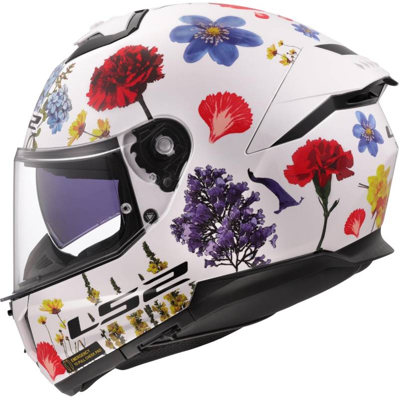 LS2, Integraler Motorradhelm STREAM II FLOWERS Gloss White, L von LS2