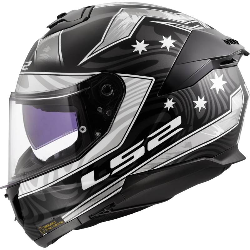 LS2, Integraler Motorradhelm STREAM II GALDAM Gloss Black White, S von LS2