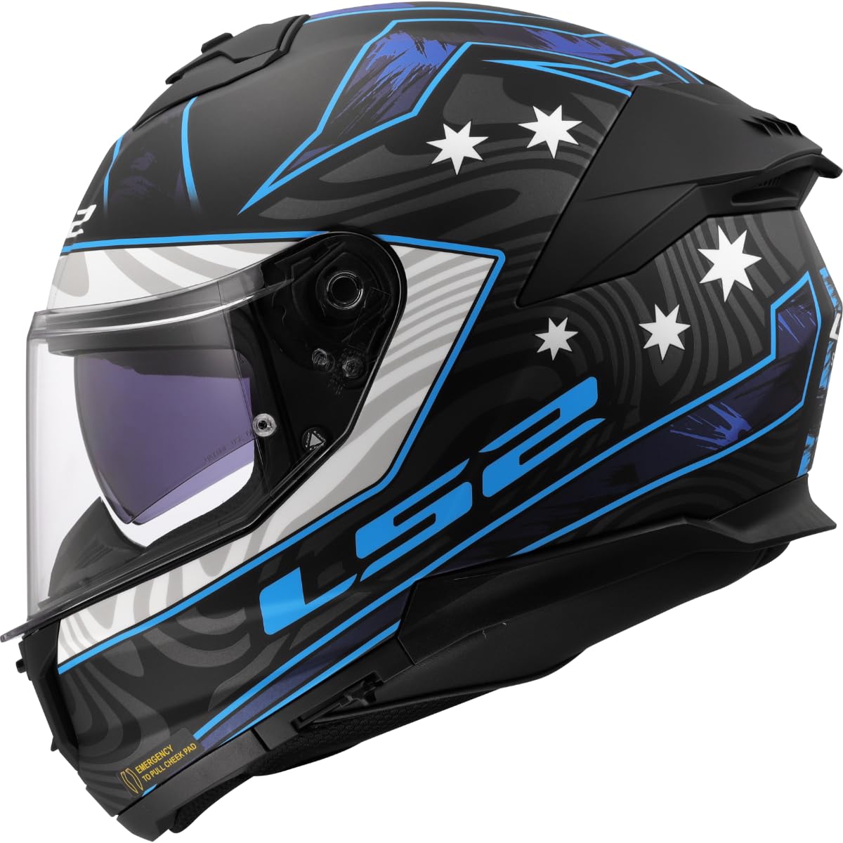 LS2, Integraler Motorradhelm STREAM II GALDAM Matt Black Blue, XS von LS2