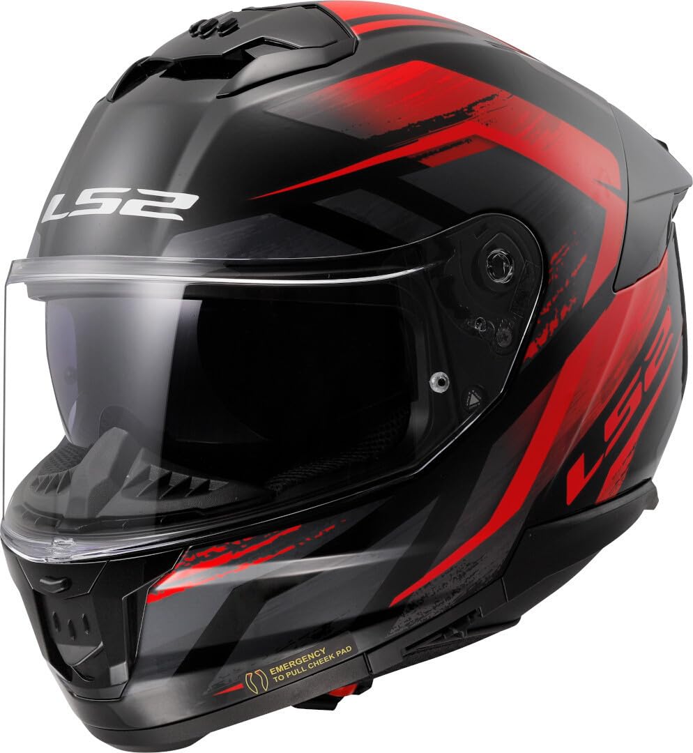 LS2, Integraler Motorradhelm Stream II Fury Gloss Black Red, XXL von LS2