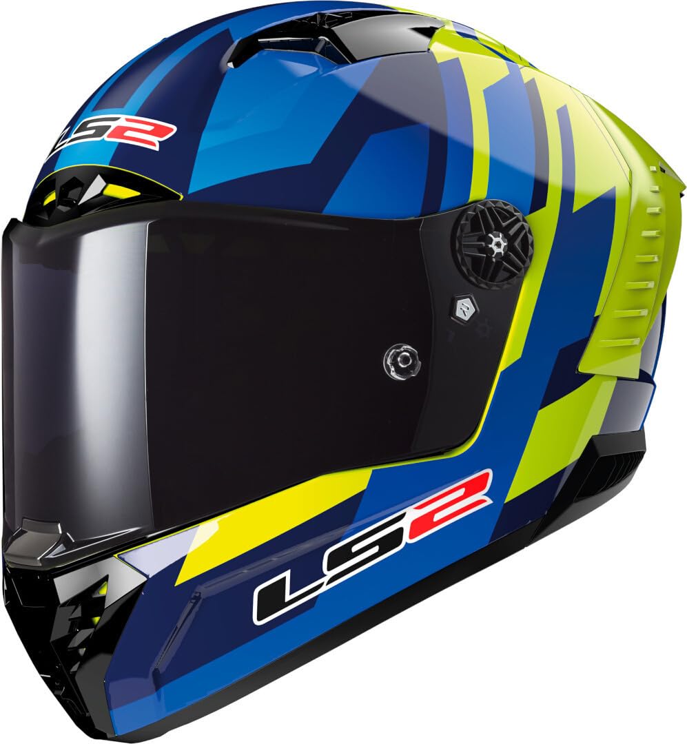 LS2, Integraler Motorradhelm THUNDER CARBON GAS Blue H-V Yellow, S von LS2