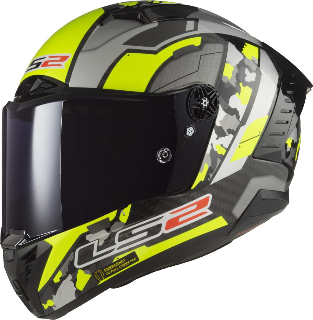 LS2, Integraler Motorradhelm THUNDER CARBON SPACE H-V Yellow Grey, L von LS2