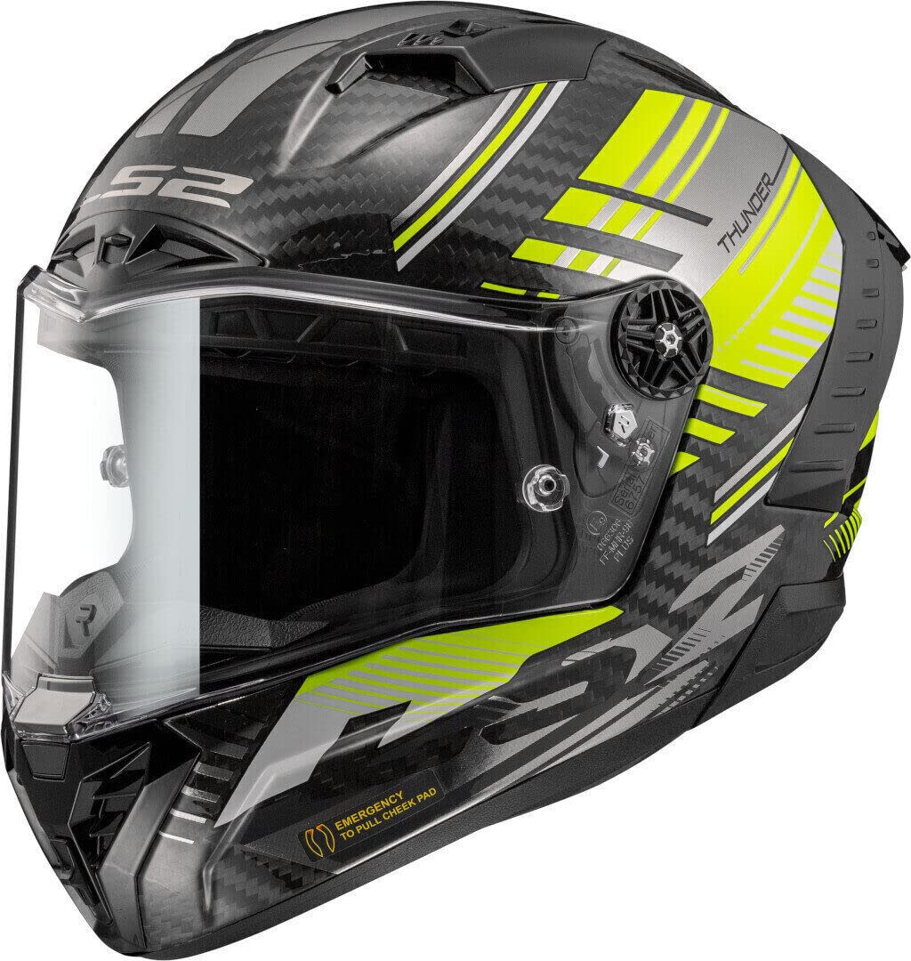 LS2, Integraler Motorradhelm THUNDER CARBON VOLT Black H-V Yellow, S von LS2