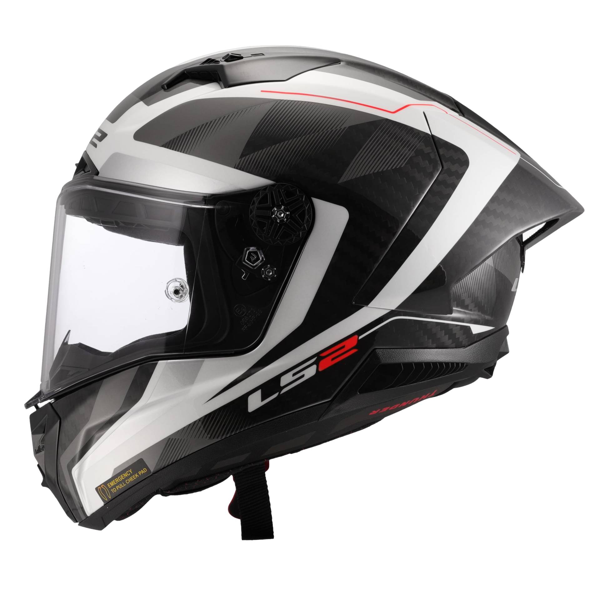 LS2, Integraler Motorradhelm THUNDER GP AERO RAUTE Gloss White Grey, L von LS2