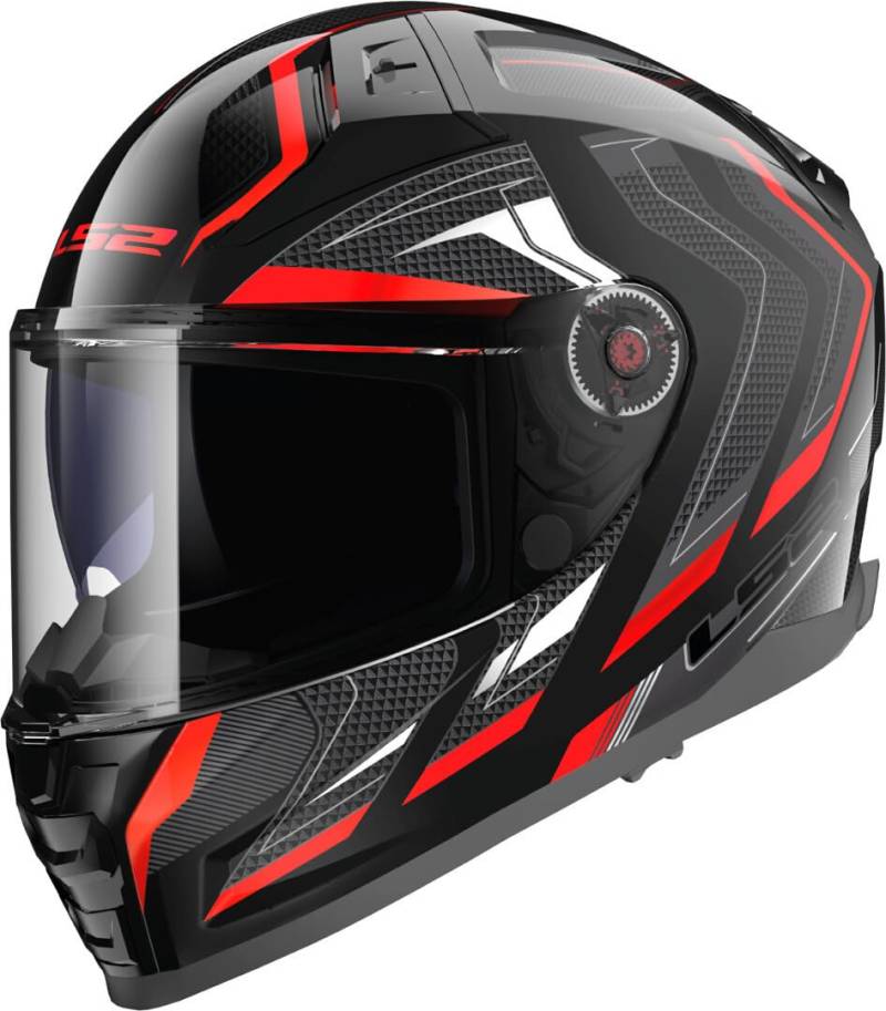 LS2, Integraler Motorradhelm VECTOR II ALIZER Gloss Black Red, 4XL von LS2