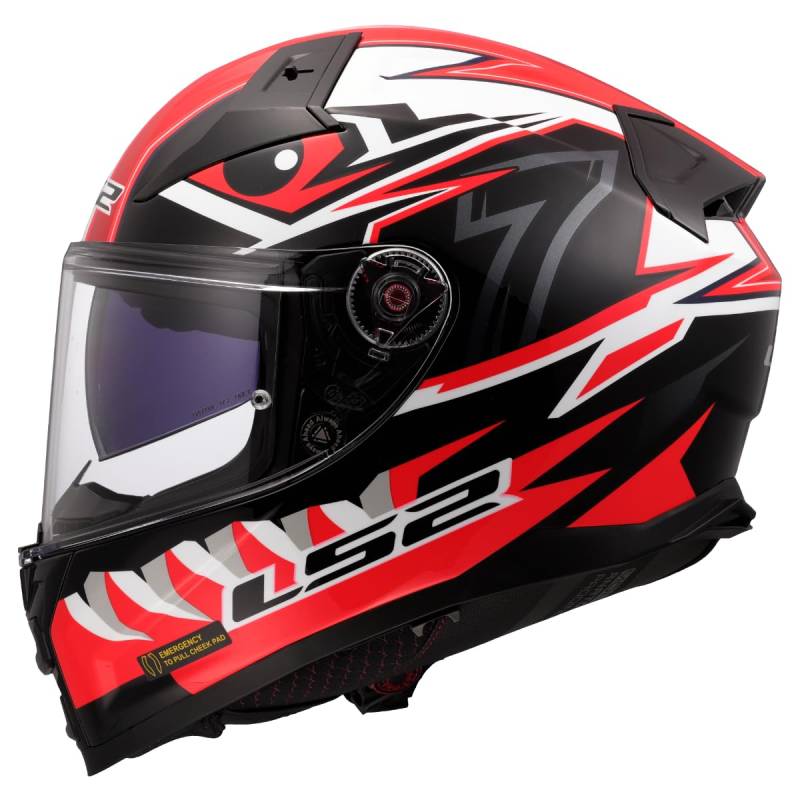 LS2, Integraler Motorradhelm VECTOR II BUNTRI Gloss Black Red, 3XL von LS2