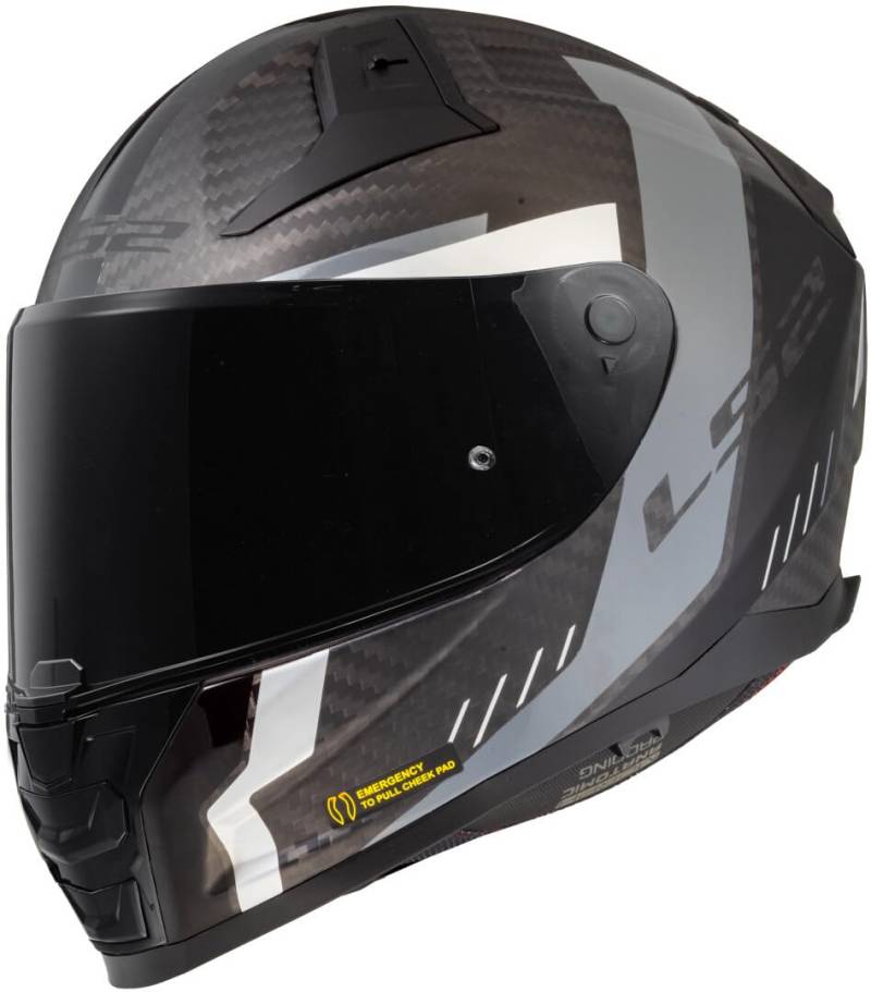 LS2, Integraler Motorradhelm VECTOR II CARBON GRID Matt Black Grey, M von LS2