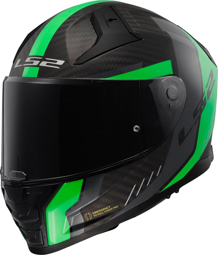 LS2, Integraler Motorradhelm VECTOR II CARBON GRID Matt Fluo Green, XS von LS2