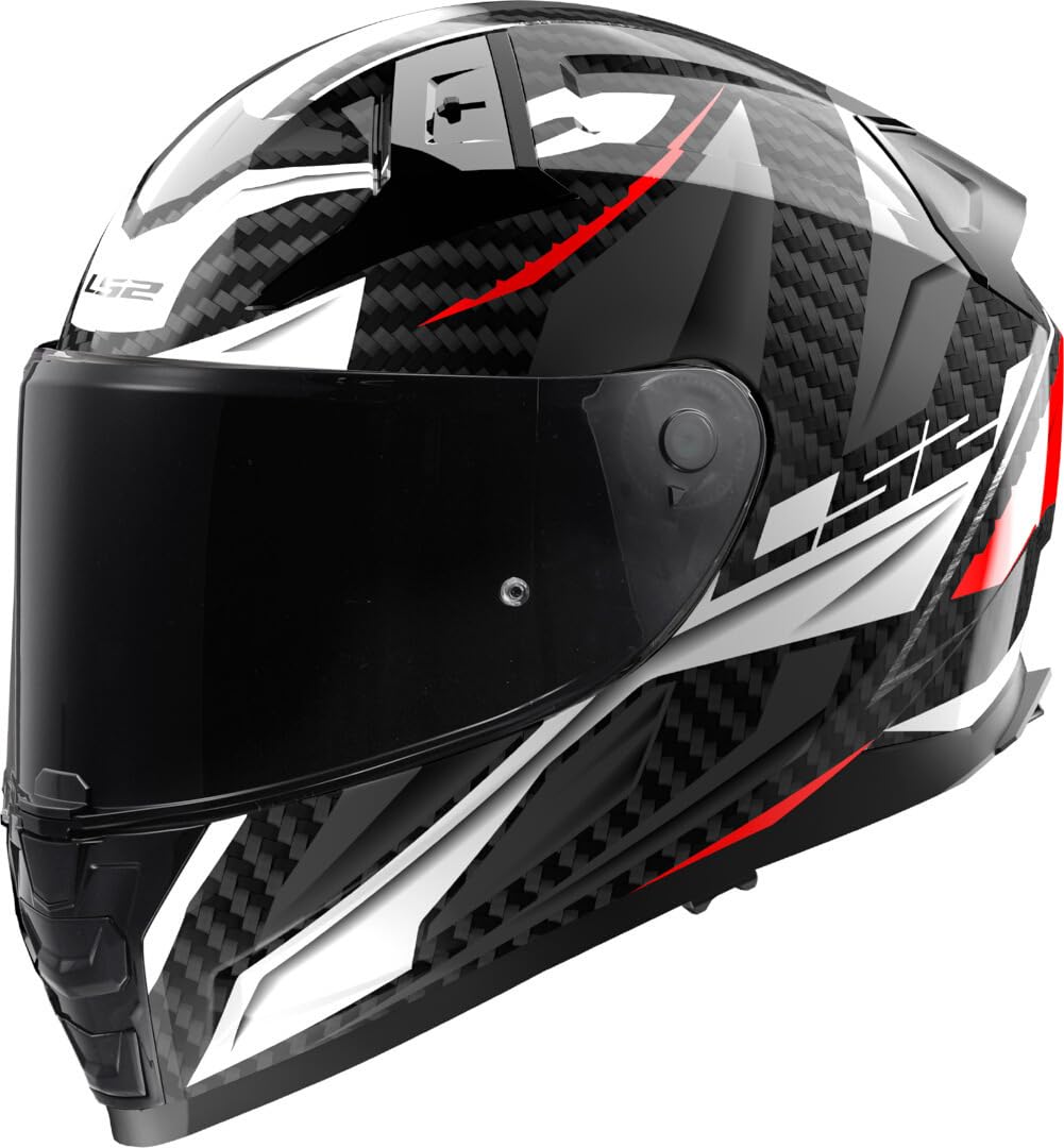 LS2, Integraler Motorradhelm VECTOR II CARBON SAVAGE White Red Grey, M von LS2