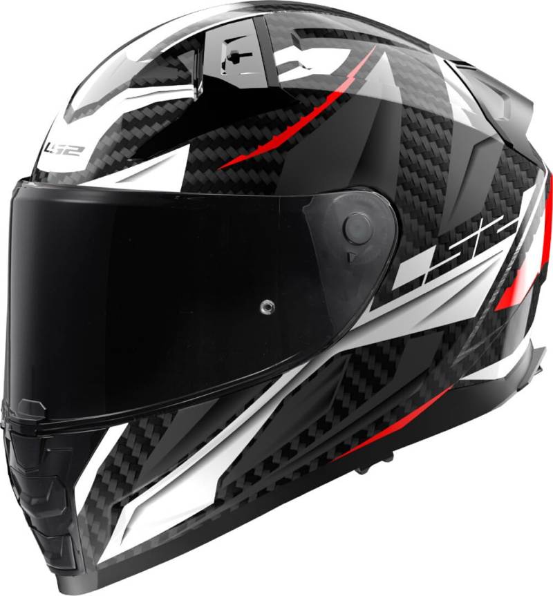 LS2, Integraler Motorradhelm VECTOR II CARBON SAVAGE White Red Grey, XS von LS2