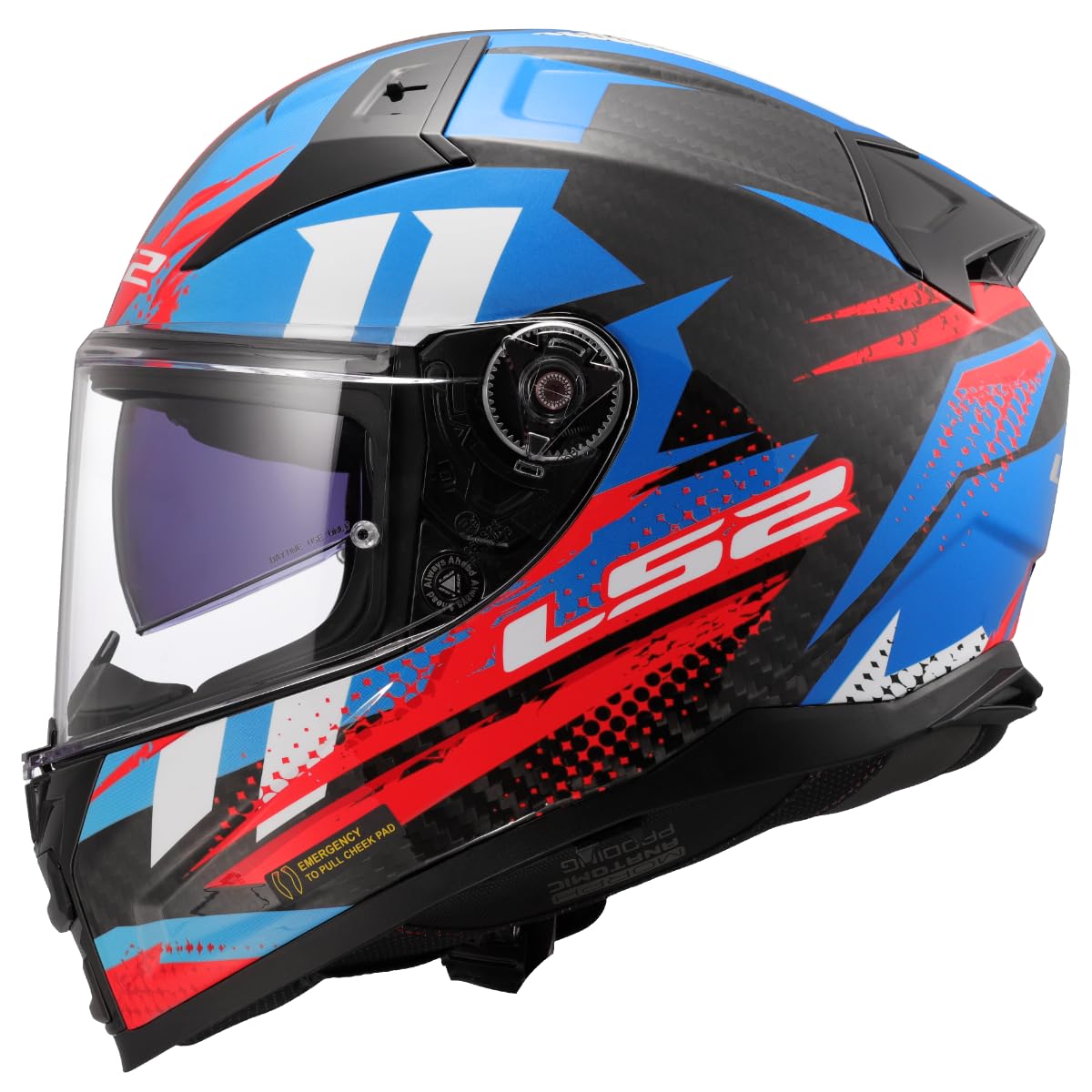 LS2, Integraler Motorradhelm VECTOR II CARBON TANTIC Red Blue, 3XL von LS2