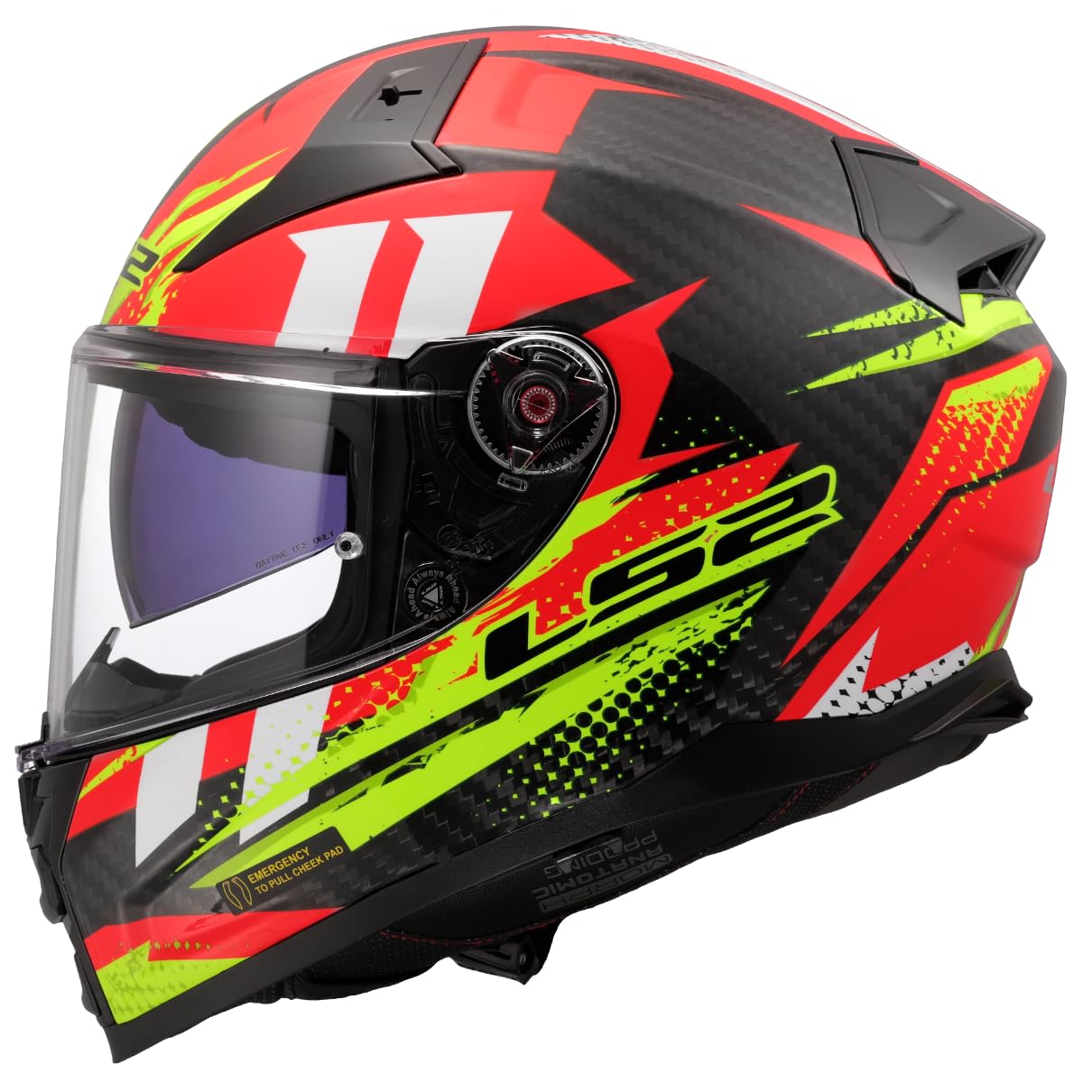 LS2, Integraler Motorradhelm VECTOR II CARBON TANTIC Red H-V Yellow, XS von LS2