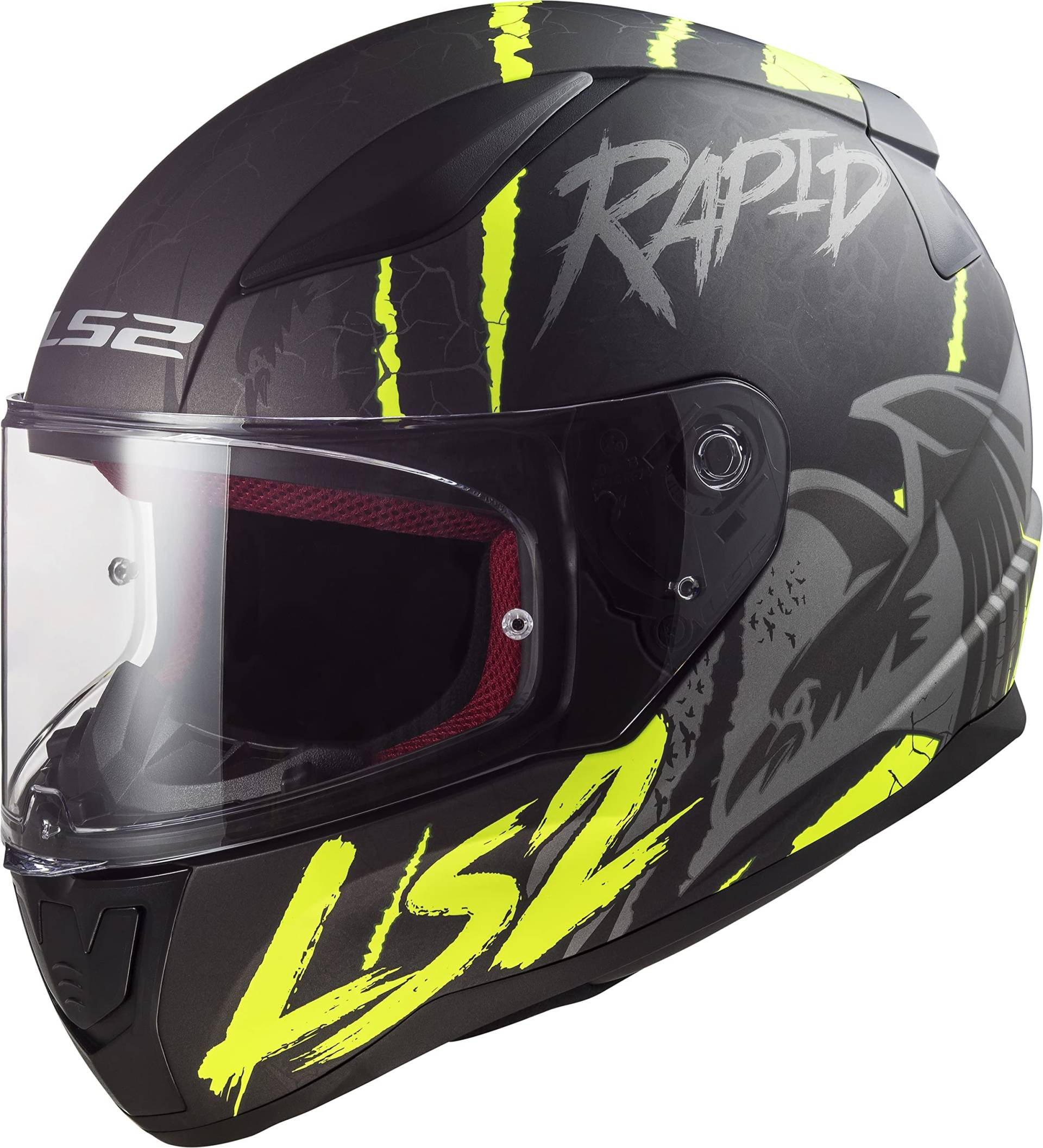 LS2, Integralhelme motorrad RAPID raven mat black silver yellow, XL von LS2