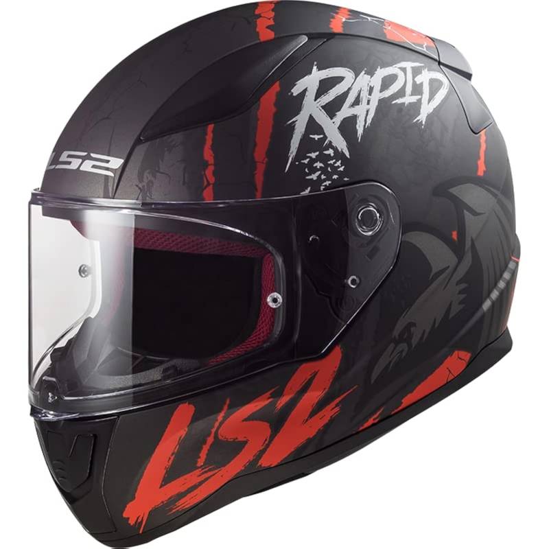 LS2, Integralhelme motorrad RAPID raven mat black white red, L von LS2