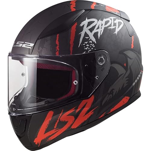 LS2, Integralhelme motorrad RAPID raven mat black white red, S von LS2