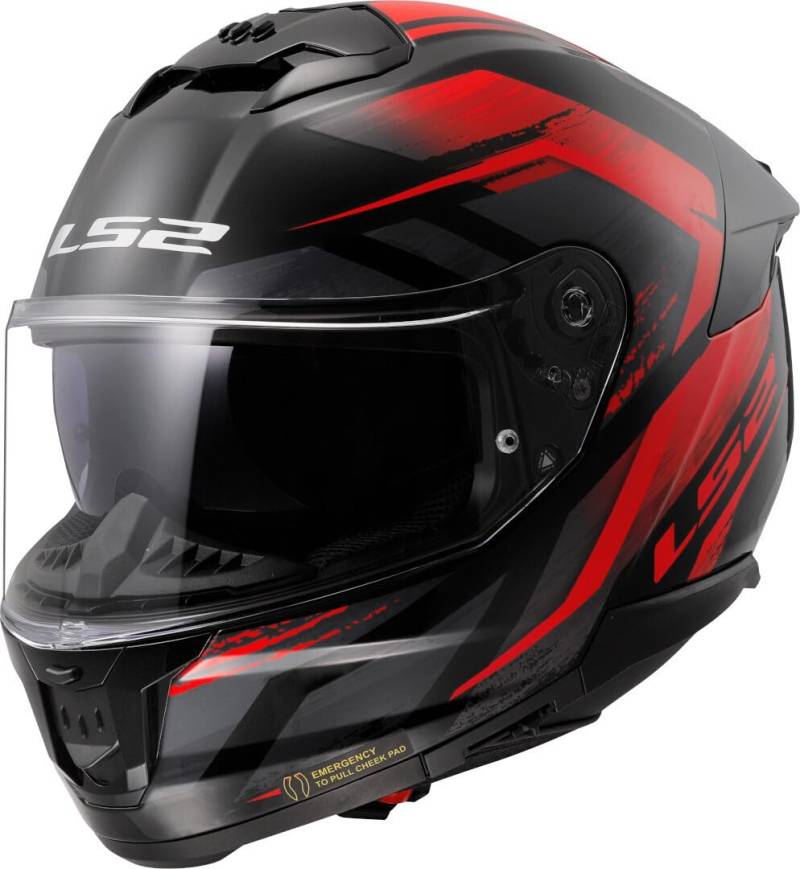 LS2, Integraler Motorradhelm Stream II Fury Gloss Black Red, L von LS2