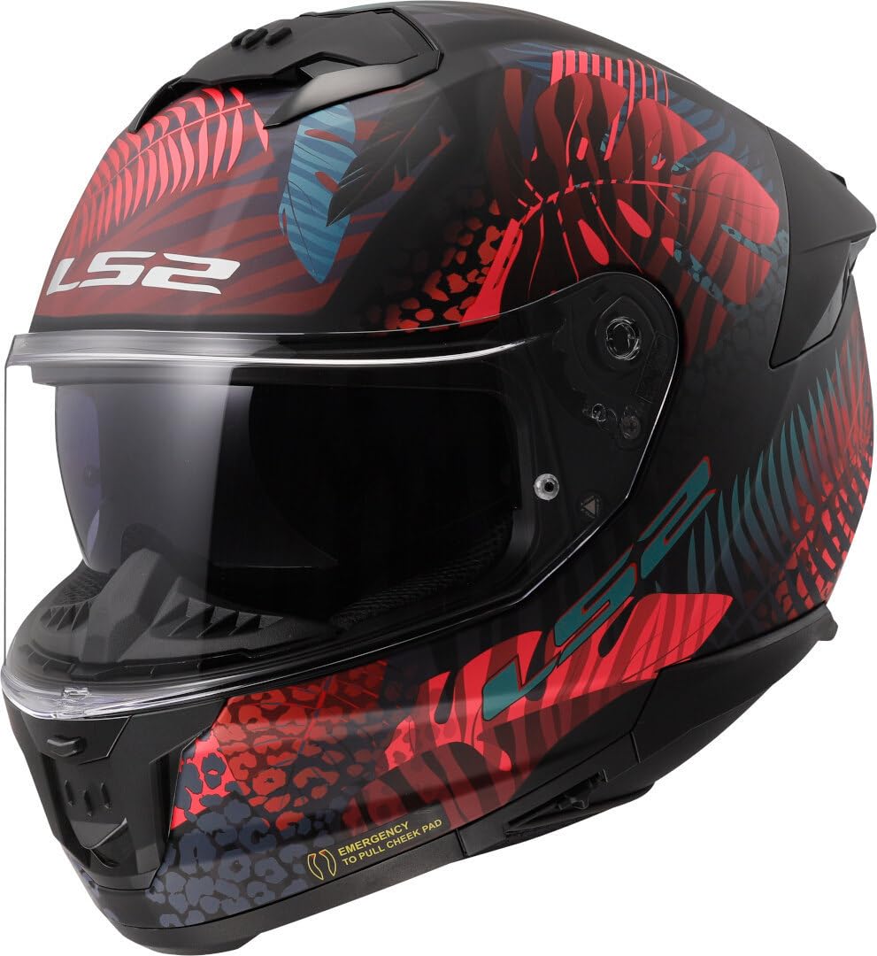 LS2, Integraler Motorradhelm STREAM II JUNGLE Matt Black Pink Blue, XS von LS2