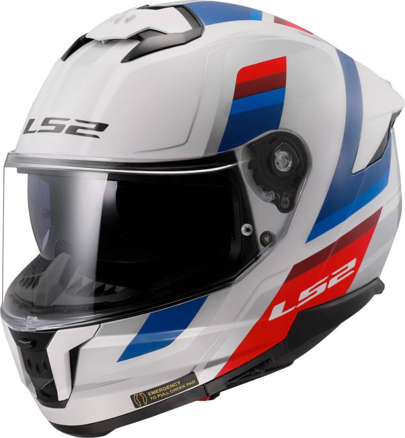 LS2, Integraler Motorradhelm STREAM II VINTAGE Gloss White Blue Red, L von LS2