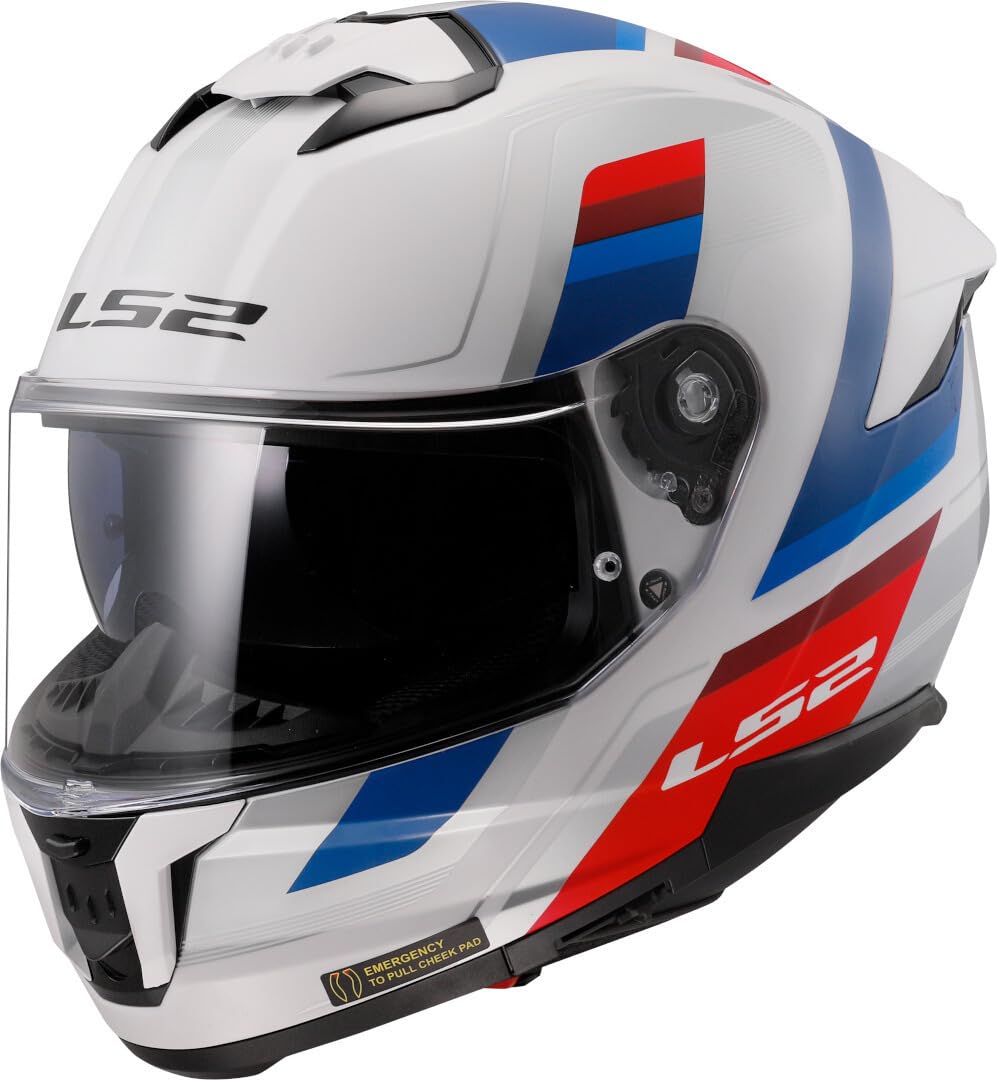 LS2, Integraler Motorradhelm STREAM II VINTAGE Gloss White Blue Red, XL von LS2