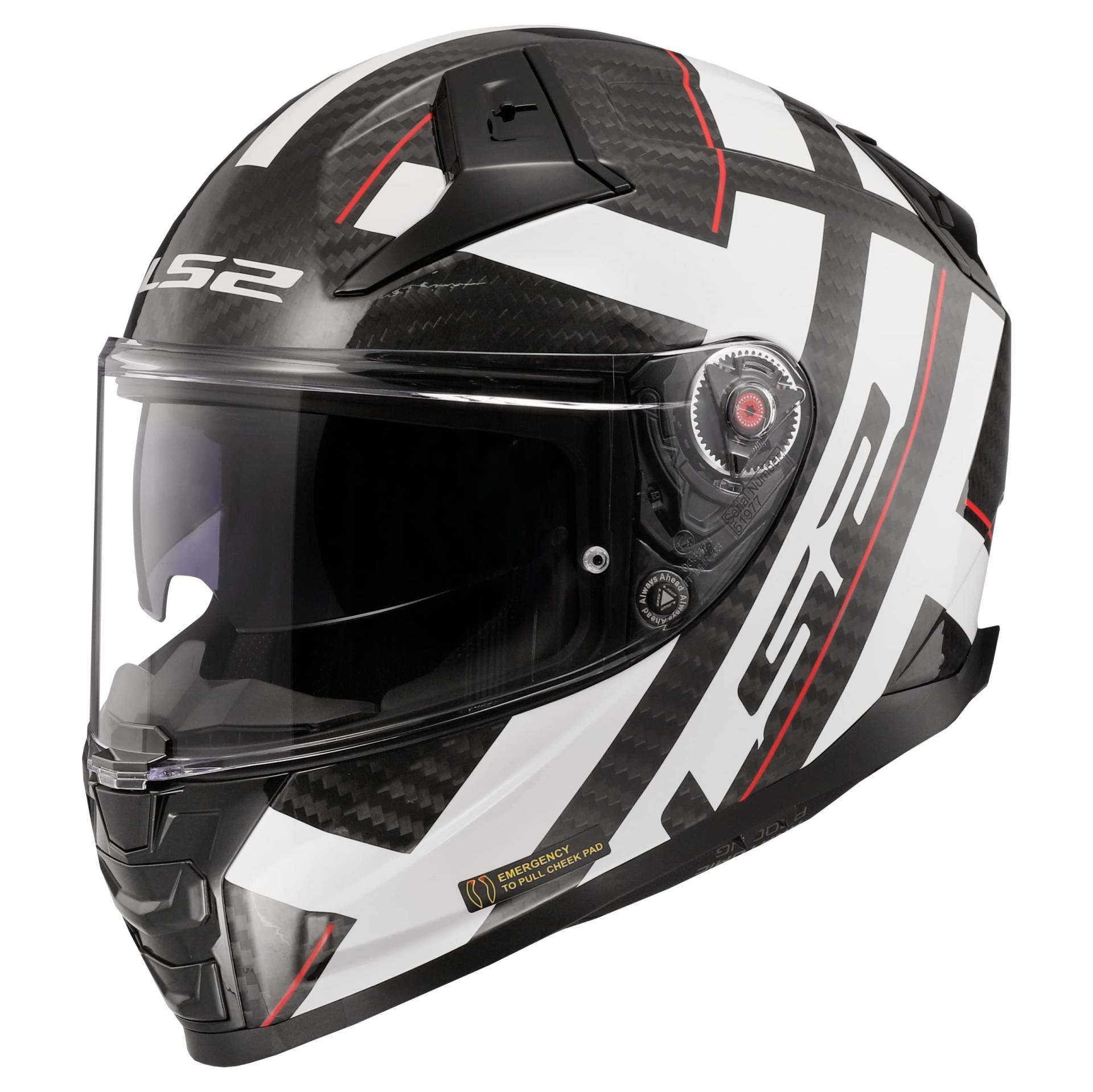 LS2, Integraler Motorradhelm VECTOR II CARBON STRONG Gloss White, XS von LS2