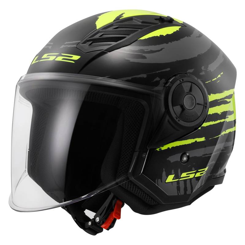 LS2, Jet-Motorradhelm AIRFLOW II Brush black yellow, M von LS2