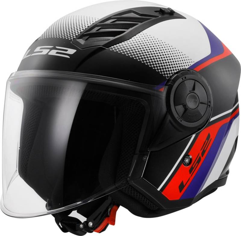 LS2, Jet-Motorradhelm Airflow II Rush White Blue red, XL von LS2