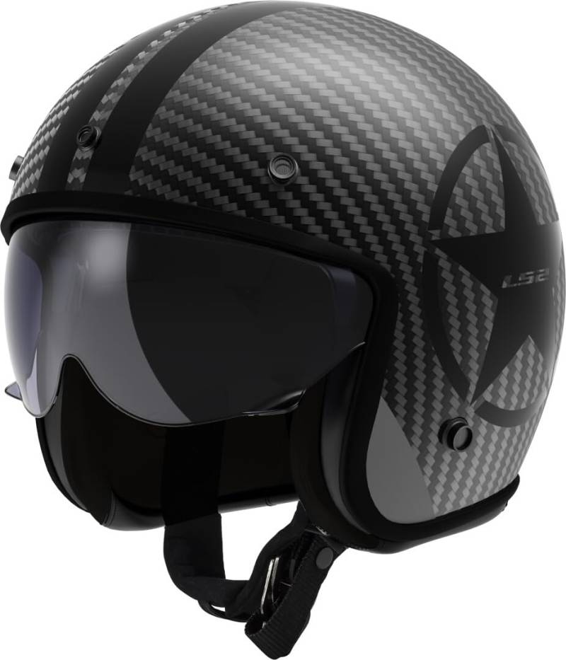 LS2, Jet-Motorradhelm BOB II CARBON STAR Black, XXL von LS2