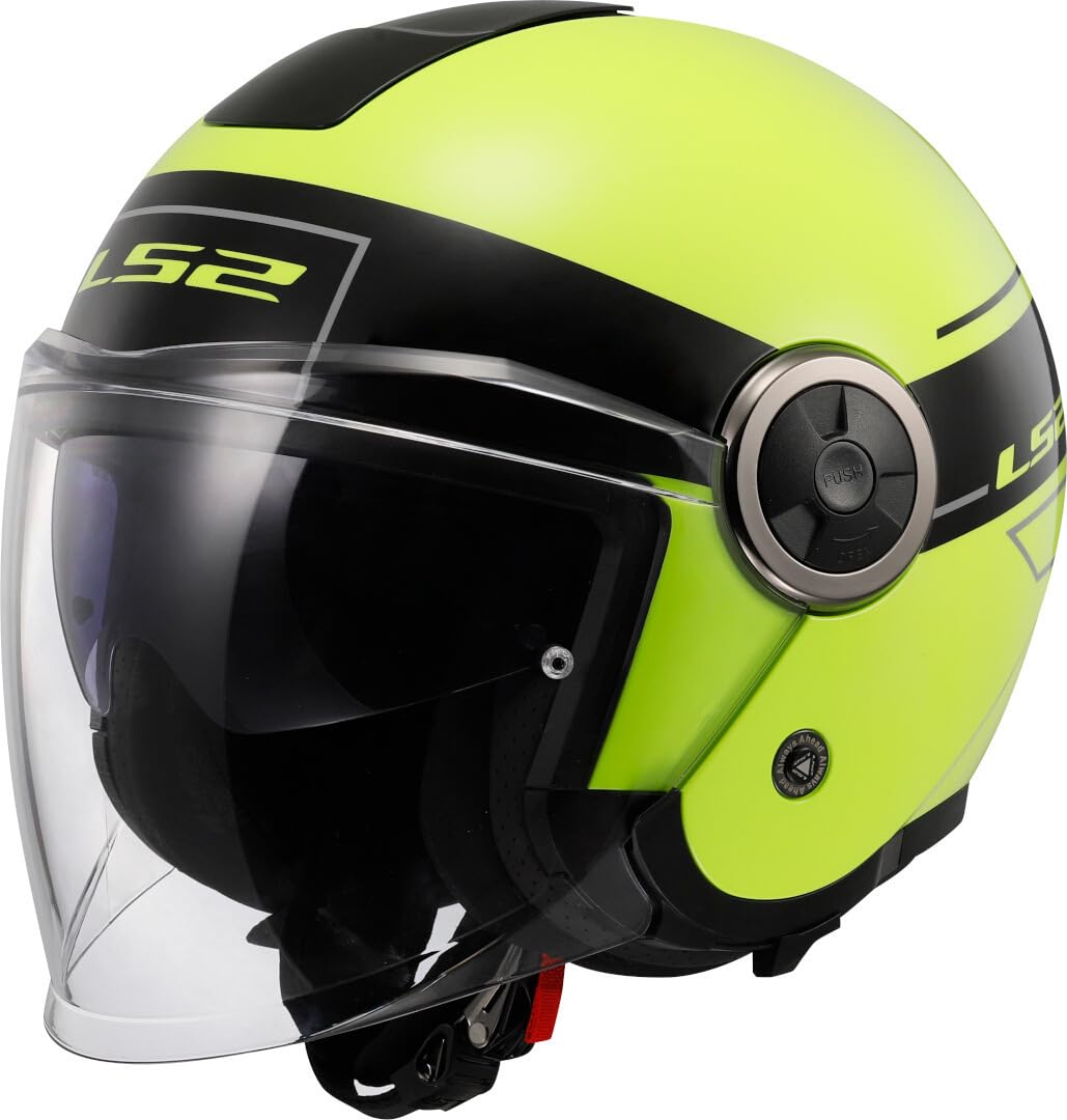 LS2, Jet-Motorradhelm CLASSY CLASSIC Black H-V Yellow, L von LS2