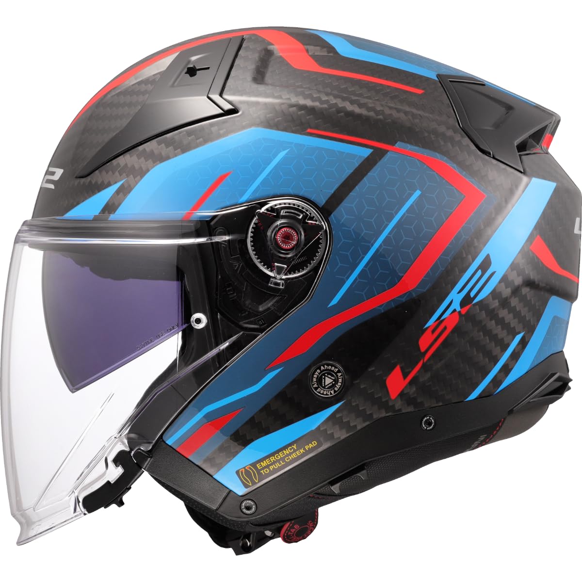 LS2, Jet-Motorradhelm INFINITY II CARBON URUS Blue Red, 3XL von LS2