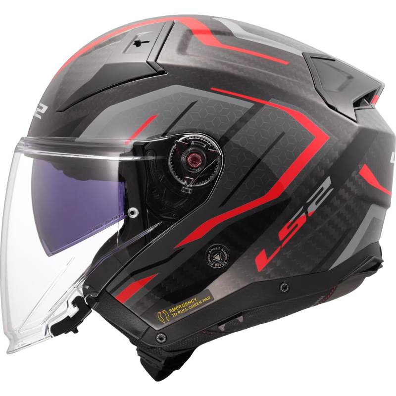 LS2, Jet-Motorradhelm INFINITY II CARBON URUS Red, XL von LS2