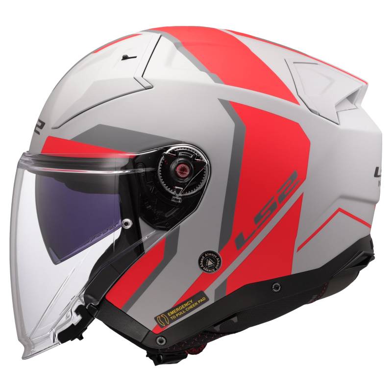 LS2, Jet-Motorradhelm INFINITY II FOCUS Grey Red, M von LS2