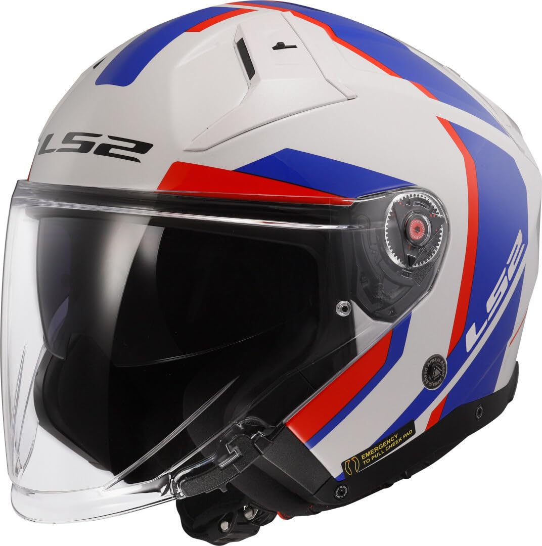 LS2, Jet-Motorradhelm INFINITY II FOCUS White Blue Red, XXXL von LS2