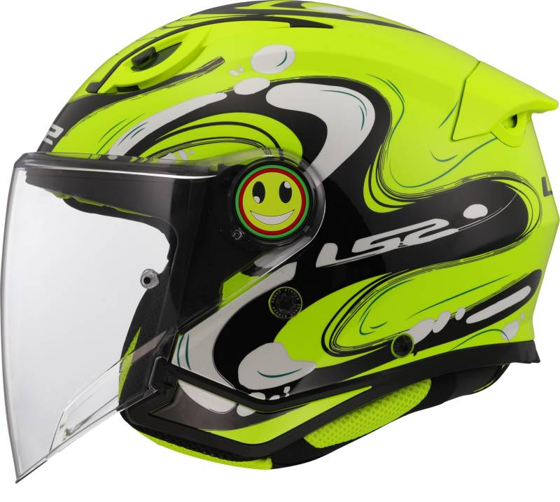 LS2, Jet-Motorradhelm für Kinder FUNNY II GLUP Gloss H-V Yellow, S von LS2