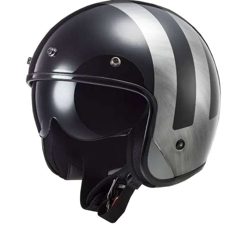 LS2, Jet-Motorradhelm BOB II LINES Gloss Black Jeans, XXL von LS2