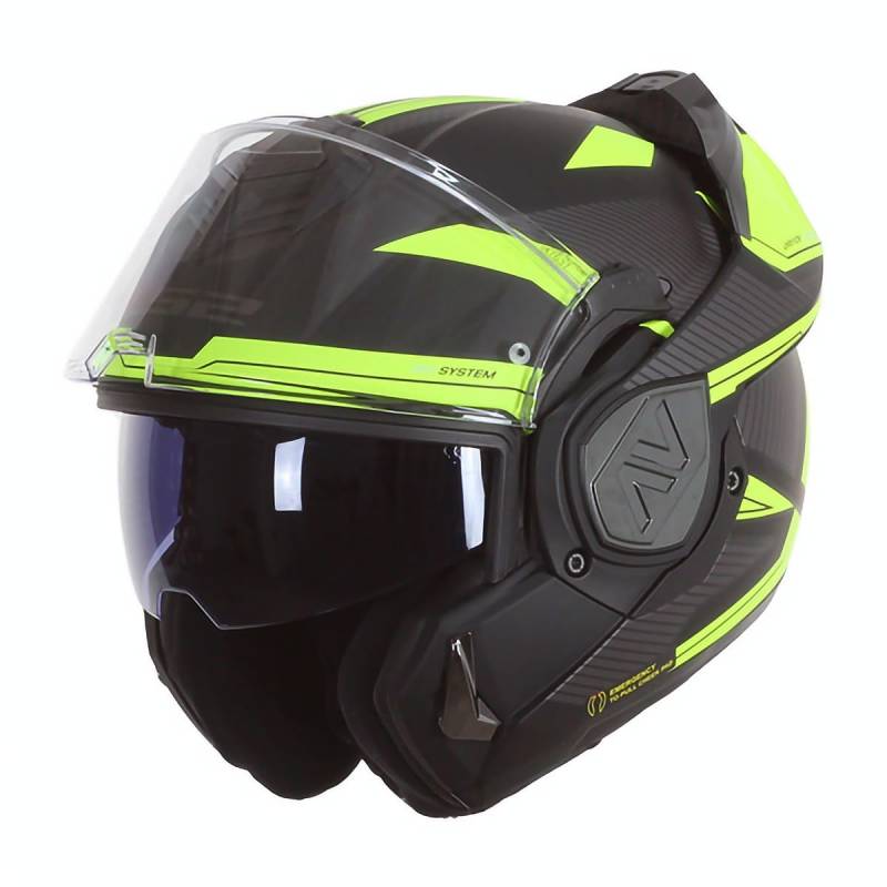 LS2, Klapphelm Motorrad ADVANT REVO Black H-V Yellow, XS von LS2