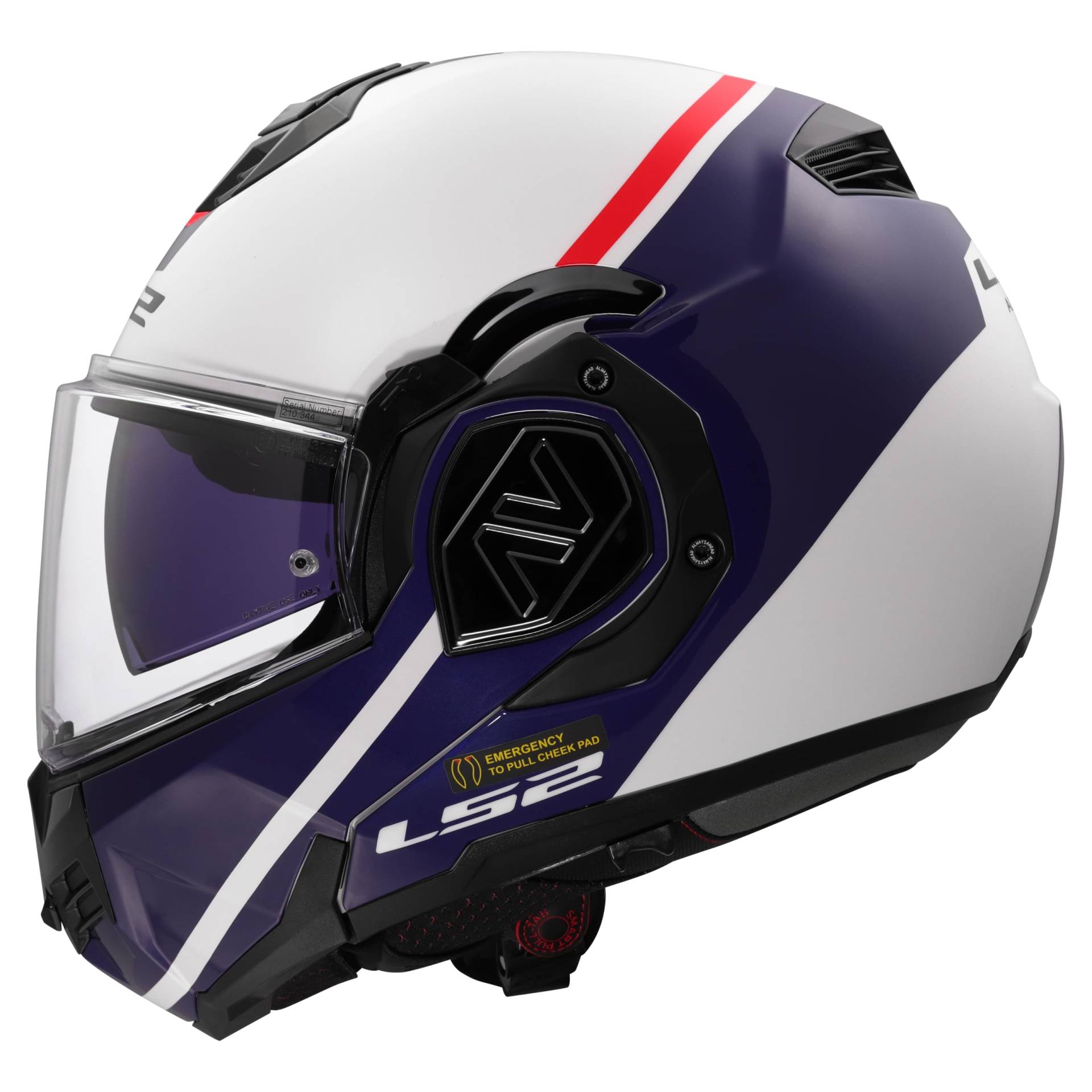 LS2, Modularer Motorradhelm ADVANT SWIPE Gloss White Blue, L von LS2