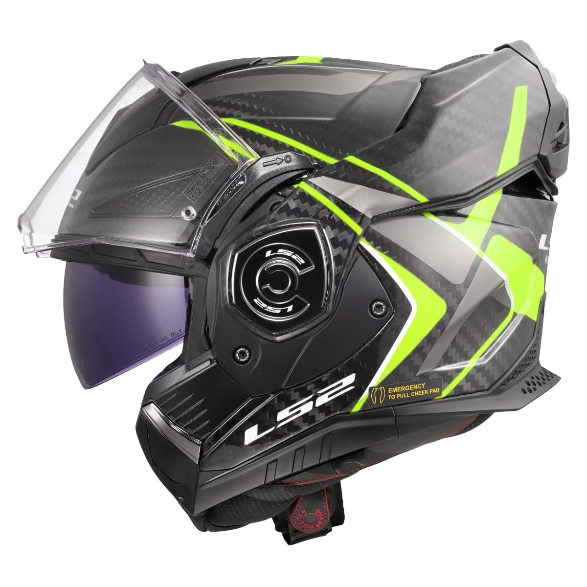 LS2, Modularer Motorradhelm ADVANT X CARBON FUTURE II Gloss H-V Yellow, L von LS2