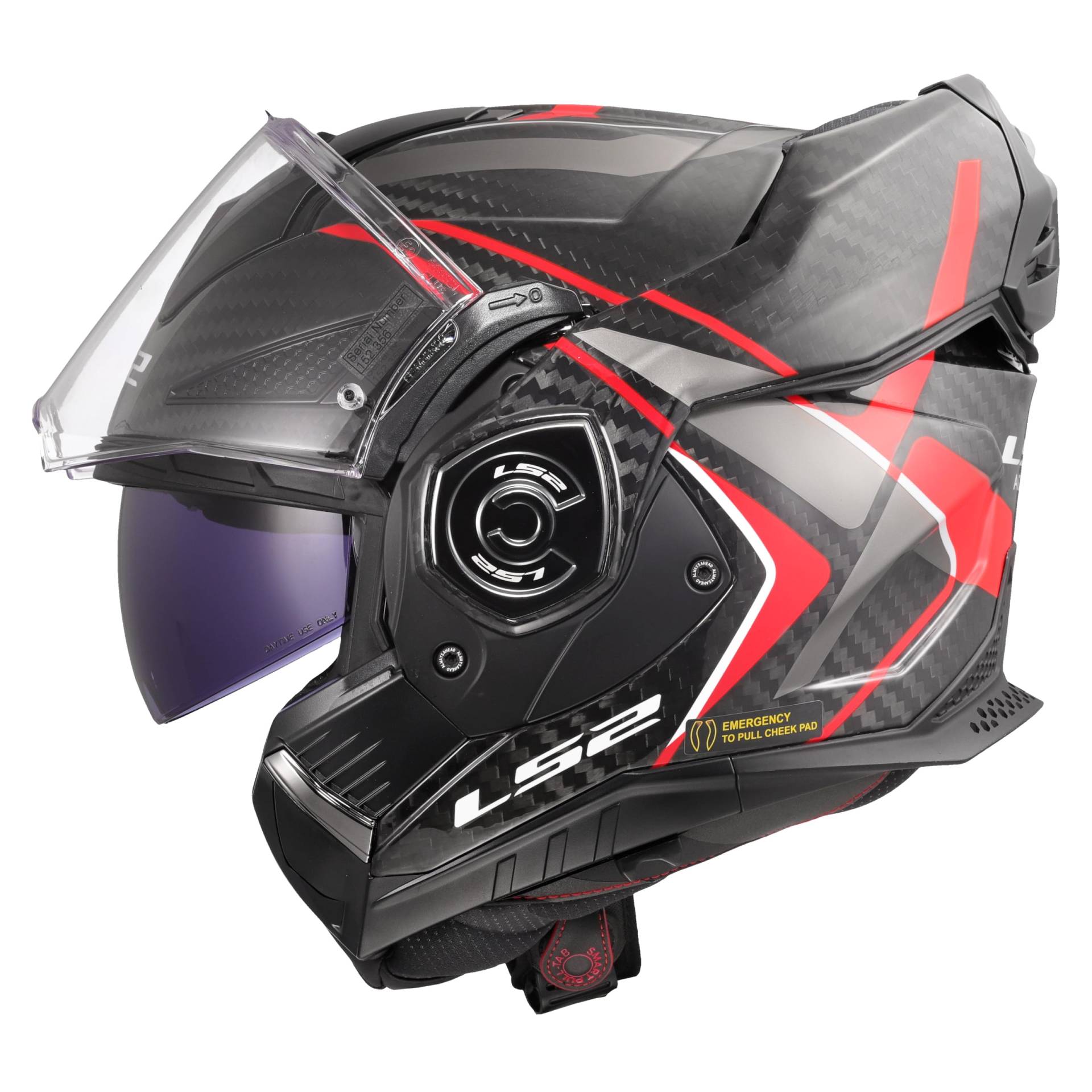 LS2, Modularer Motorradhelm ADVANT X CARBON FUTURE II Gloss Red, XS von LS2