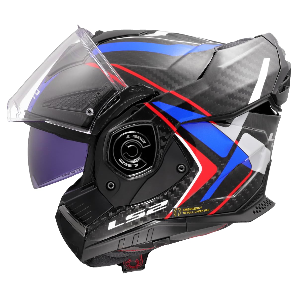 LS2, Modularer Motorradhelm ADVANT X CARBON FUTURE II Gloss White Blue, XL von LS2