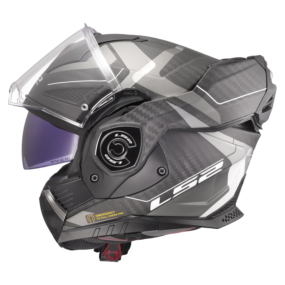 LS2, Modularer Motorradhelm ADVANT X CARBON HORIZON Matt Silver Grey, 3XL von LS2