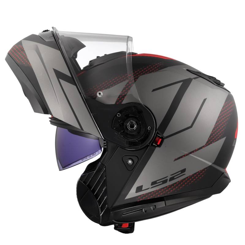 LS2, Modularer Motorradhelm STROBE II CODE Matt Black Grey, M von LS2