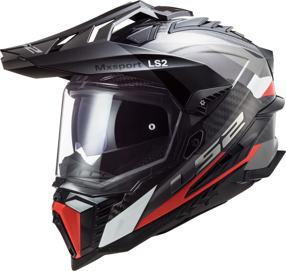 LS2, Motocross Helm EXPLORER CARBON FRONTIER Titanium Red, L von LS2