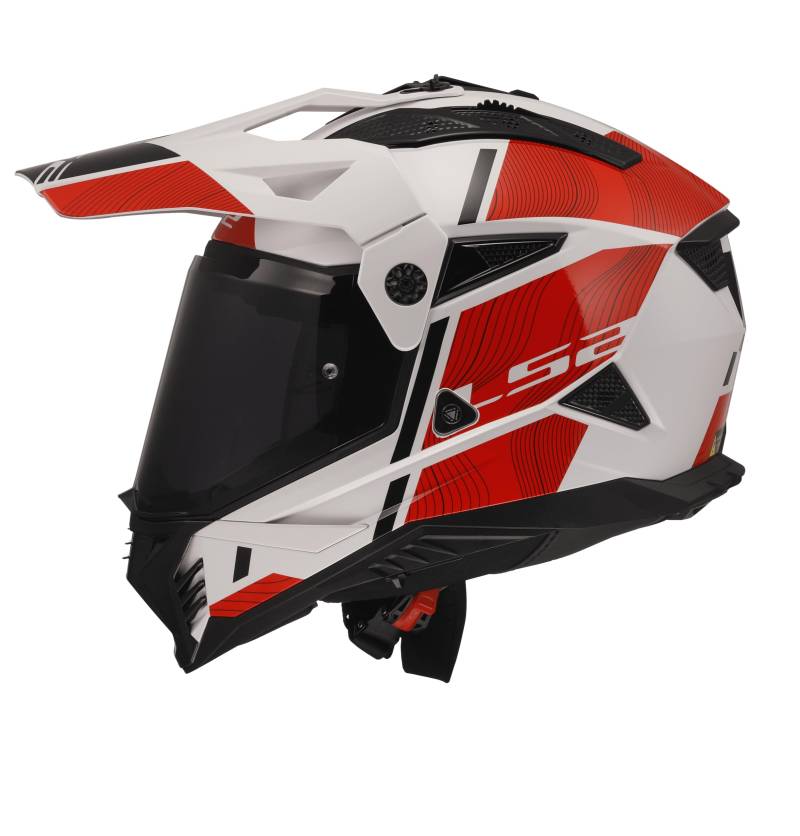 LS2, Motocrosshelme Pioneer II Hill Gloss White Red, 3XL von LS2